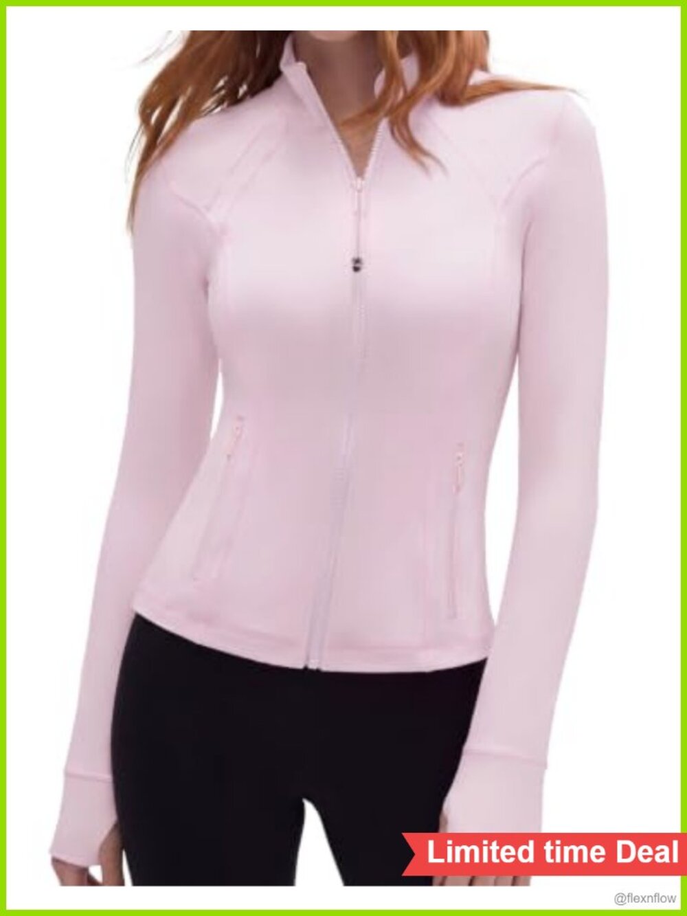 Women's Athletic Zip Up Running Jacket with Thumb Holes & Pockets